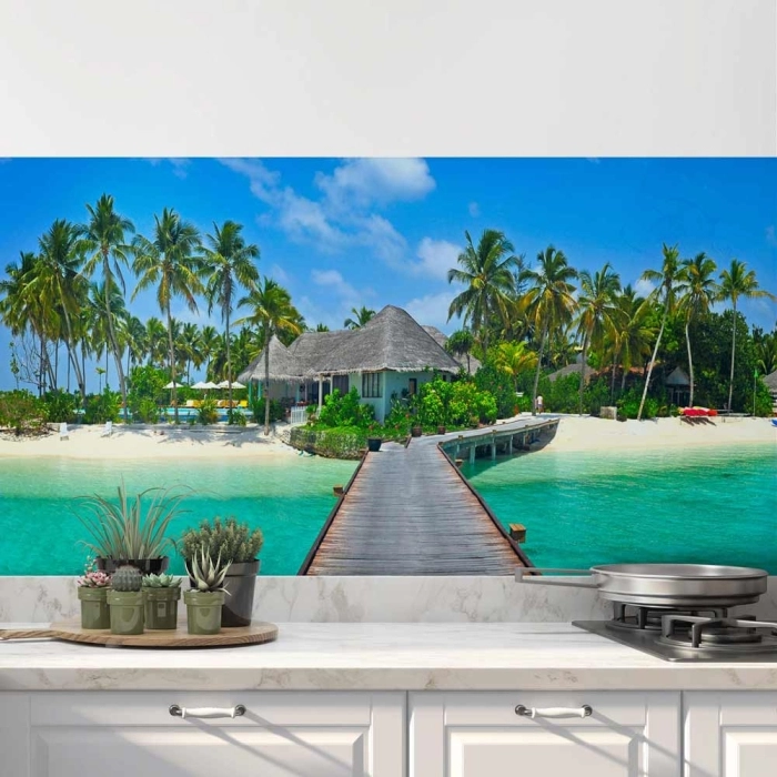 Küchenrückwand Folie Steg auf den Malediven