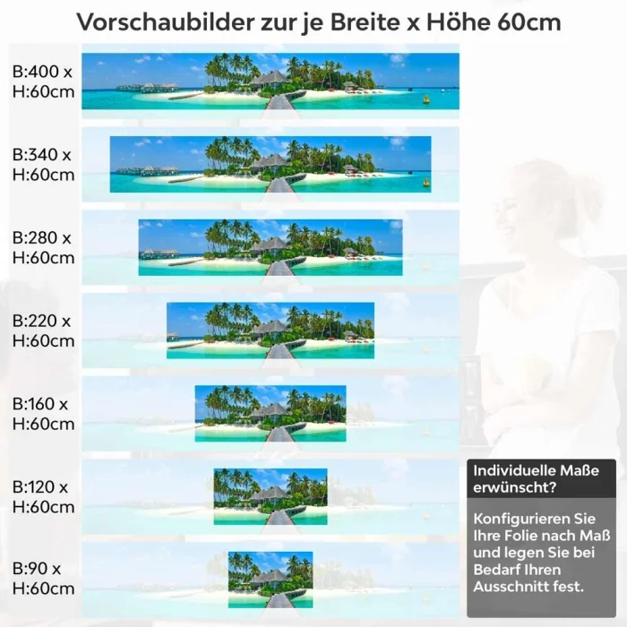 Küchenrückwand Folie Steg auf den Malediven Höhe 60cm