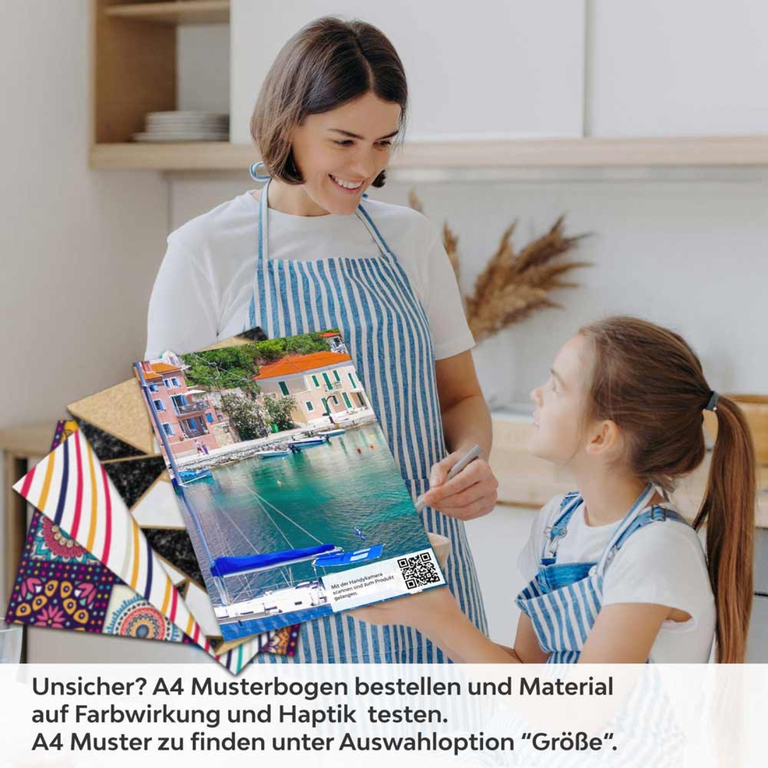 Küchenrückwand Folie Segelschiff vor buntem Küstendorf A4 Muster