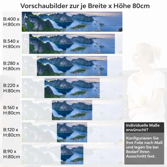 Küchenrückwand Folie Norwegens Schönheit Höhe 80cm