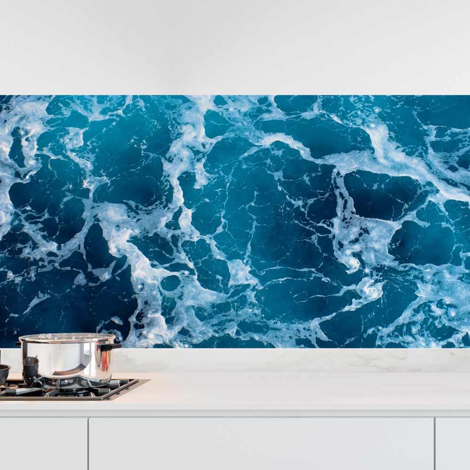 Küchenrückwand Folie blaues Meer mit Schaum