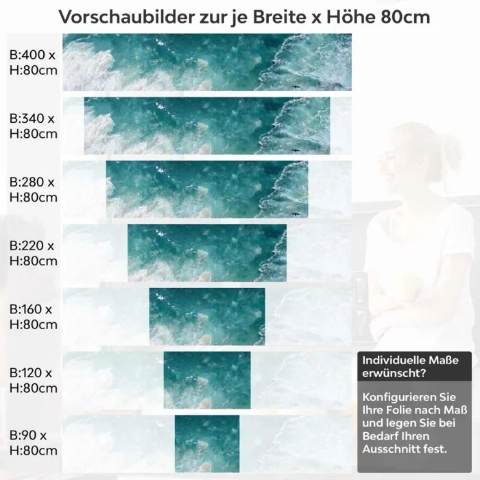 Küchenrückwand Folie Ozean Wellen Oberfläche Höhe 80cm