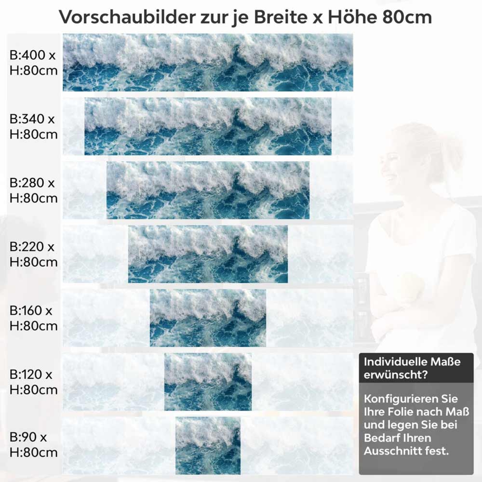 Küchenrückwand Folie Meereswellen Höhe 80cm