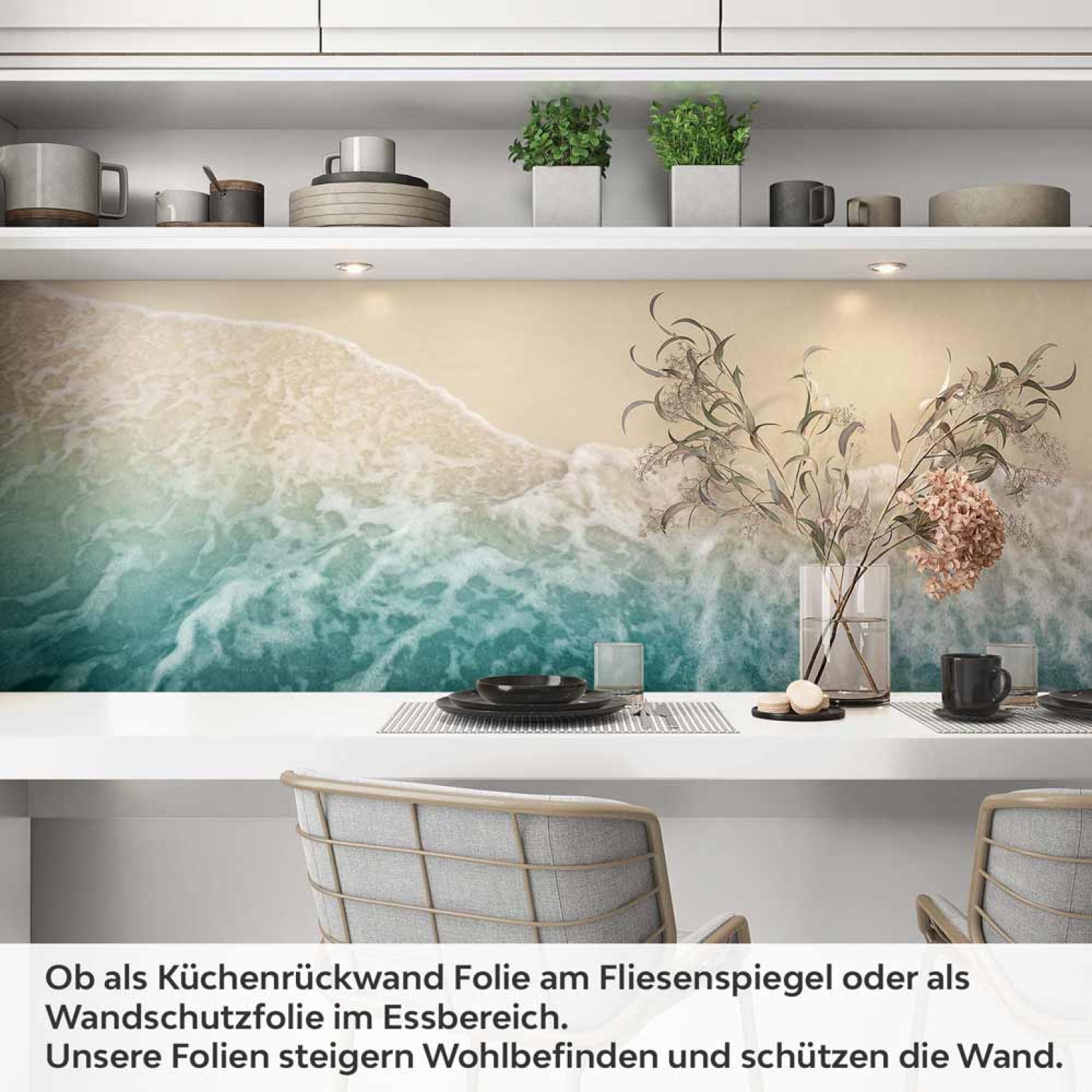 Küchenrückwand Folie goldener Strand & türkises Meer Artikelbild 1