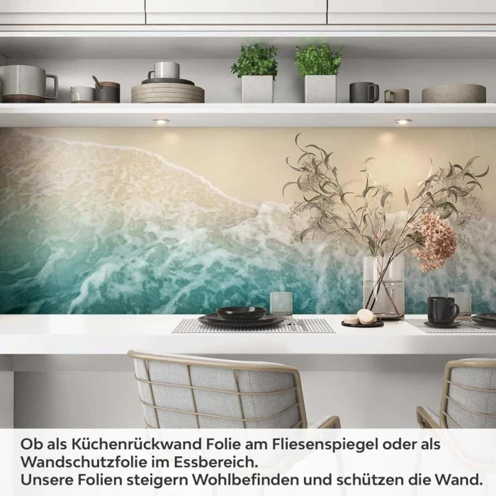 Küchenrückwand Folie goldener Strand & türkises Meer Artikelbild 1