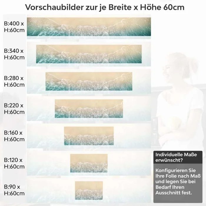 Küchenrückwand Folie goldener Strand & türkises Meer Höhe 60cm