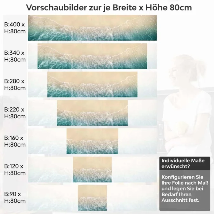 Küchenrückwand Folie goldener Strand & türkises Meer Höhe 80cm