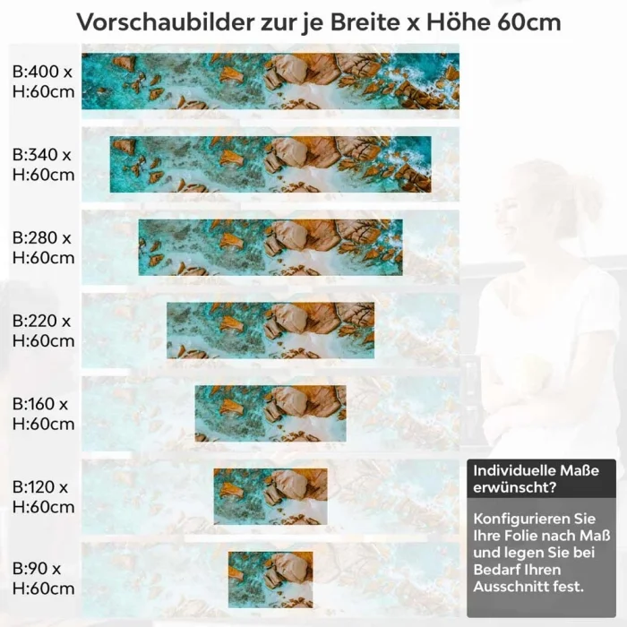 Küchenrückwand Folie felsige Oase Höhe 60cm