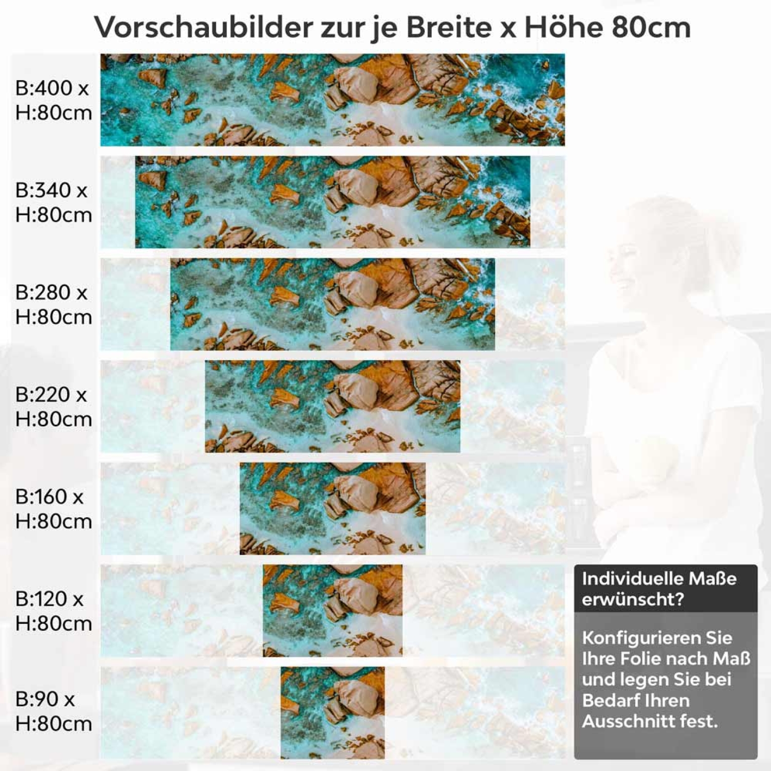 Küchenrückwand Folie felsige Oase Höhe 80cm