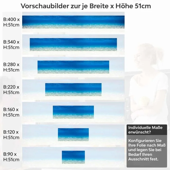 Küchenrückwand Folie schimmernde Tiefe Höhe 51cm