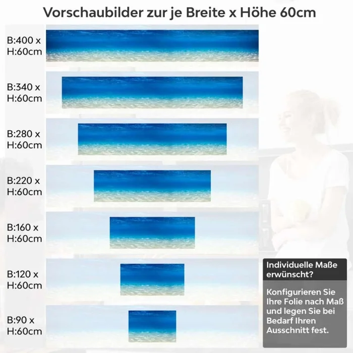 Küchenrückwand Folie schimmernde Tiefe Höhe 60cm