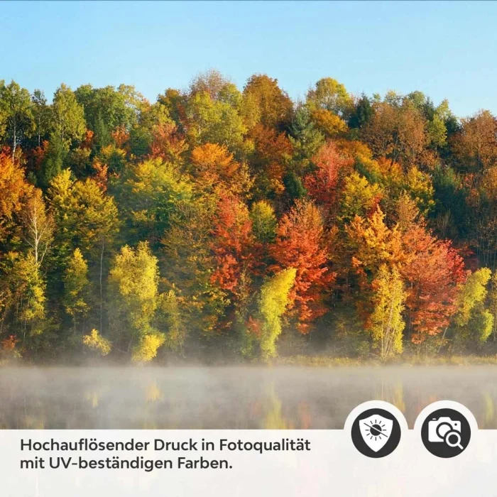 Küchenrückwand Folie Herbstpanorama mit Nebelschleier am See Detailbild 2