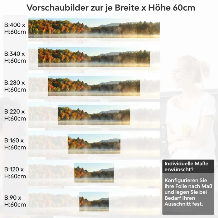 Küchenrückwand Folie Herbstpanorama mit Nebelschleier am See Höhe 60cm