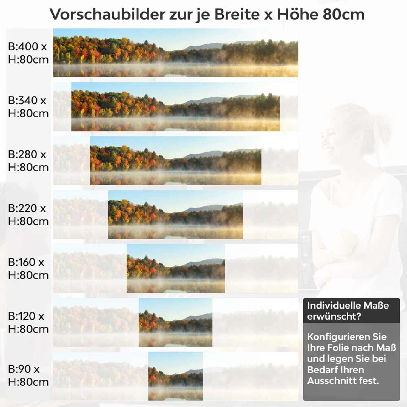 Küchenrückwand Folie Herbstpanorama mit Nebelschleier am See Höhe 80cm
