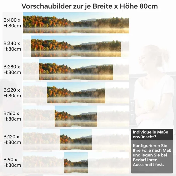 Küchenrückwand Folie Herbstpanorama mit Nebelschleier am See Höhe 80cm