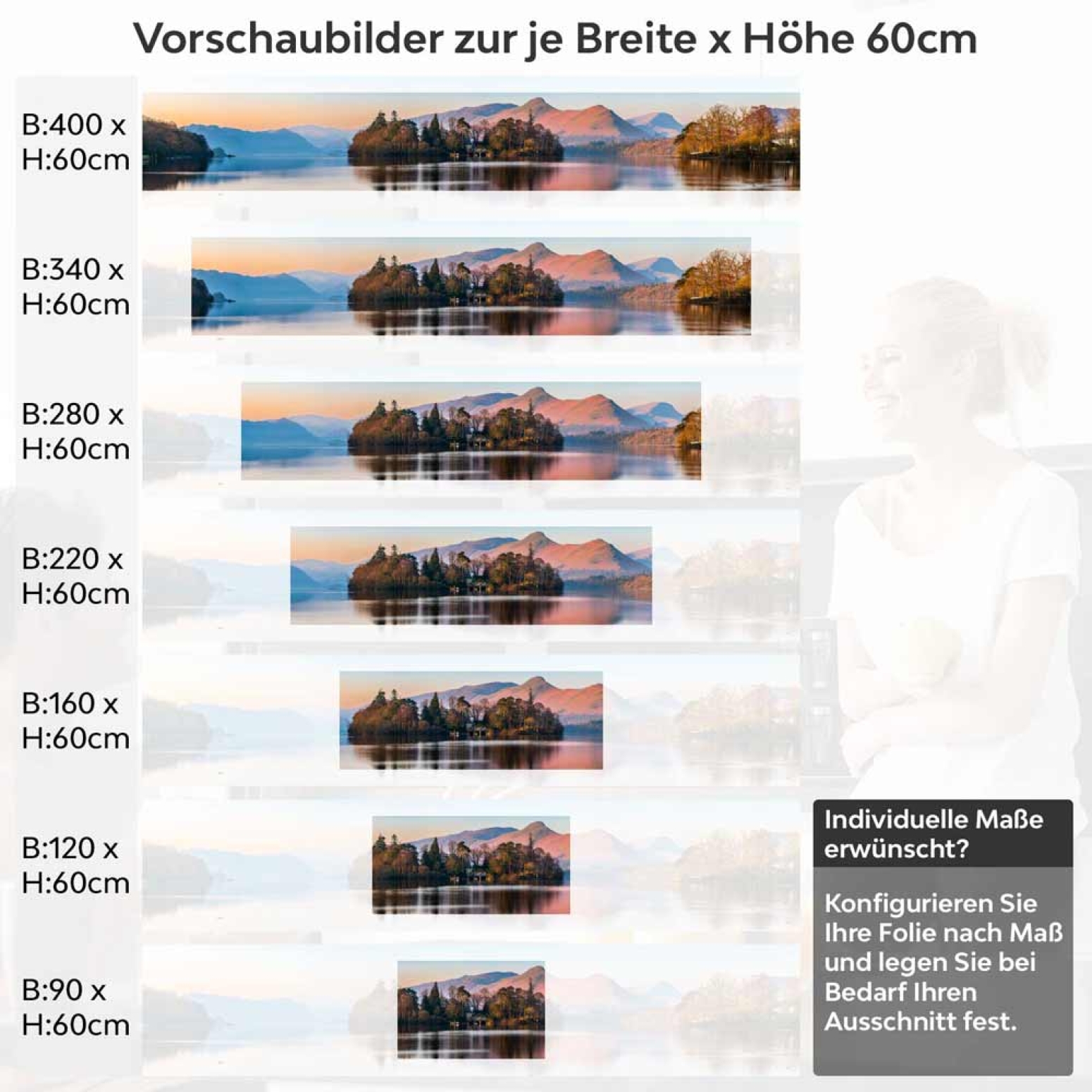 Küchenrückwand Folie Berg & See im Panorama Höhe 60cm