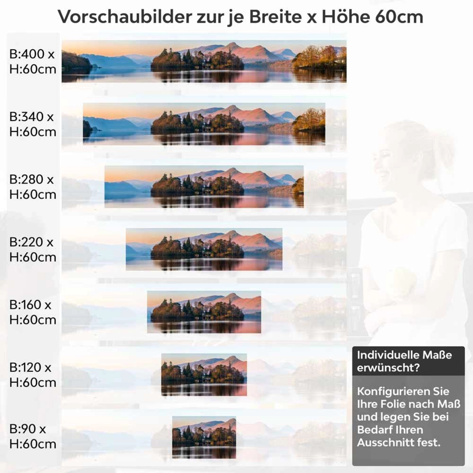 Küchenrückwand Folie Berg & See im Panorama Höhe 60cm