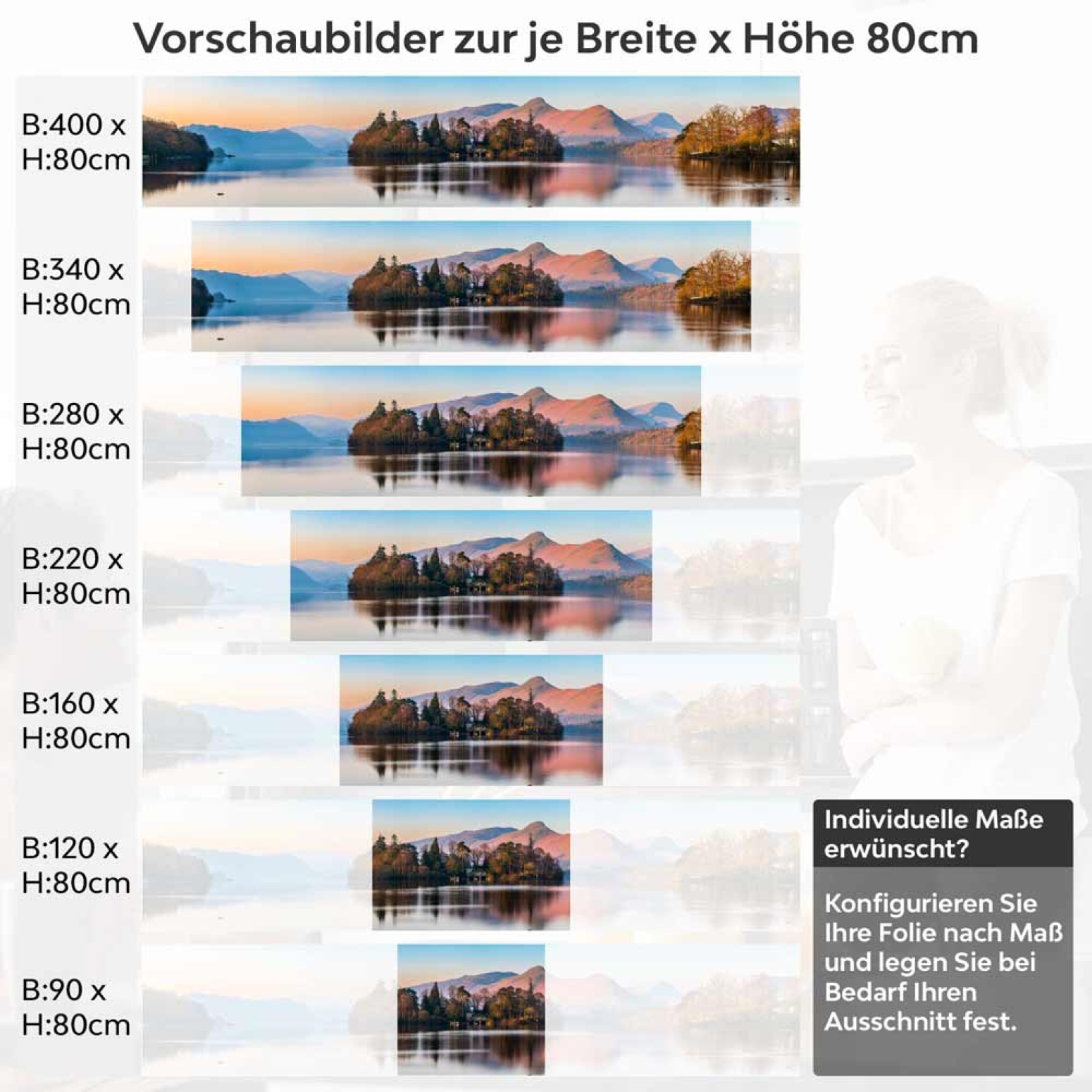 Küchenrückwand Folie Berg & See im Panorama Höhe 80cm