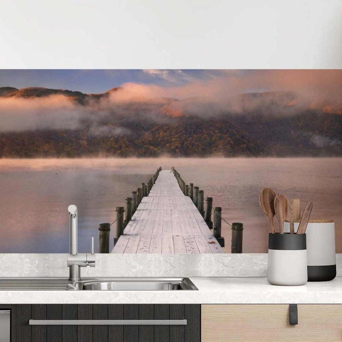 Küchenrückwand Folie Anlegesteg am See
