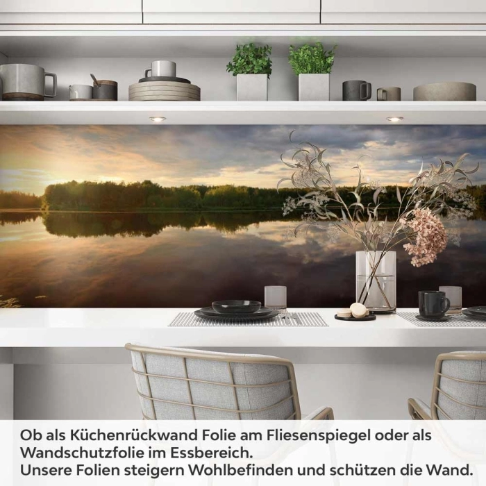 Küchenrückwand Folie Naturidylle mit See und Bäumen Artikelbild 1