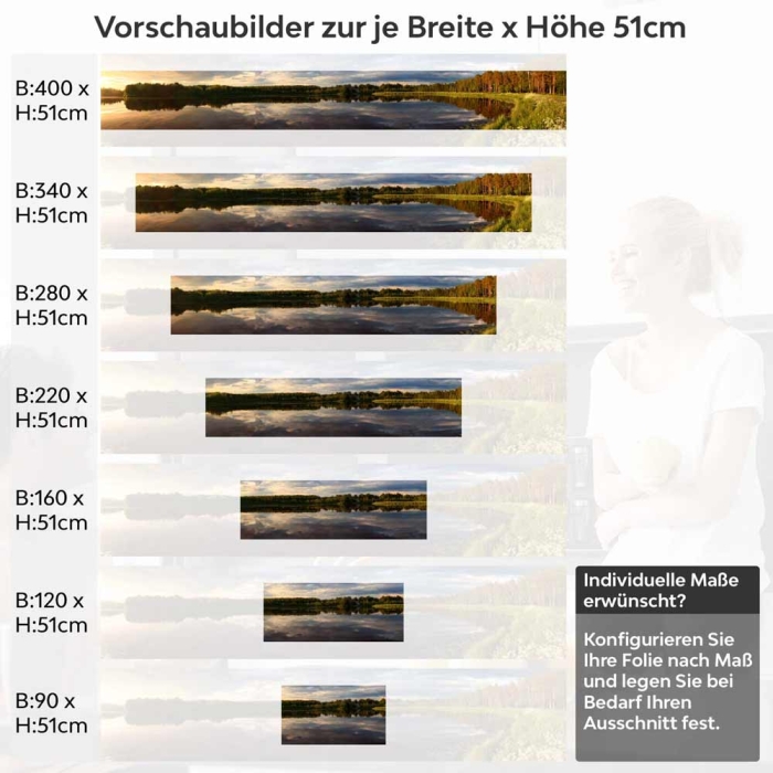 Küchenrückwand Folie Naturidylle mit See und Bäumen Höhe 51cm