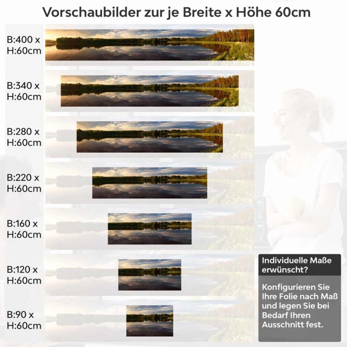 Küchenrückwand Folie Naturidylle mit See und Bäumen Höhe 60cm