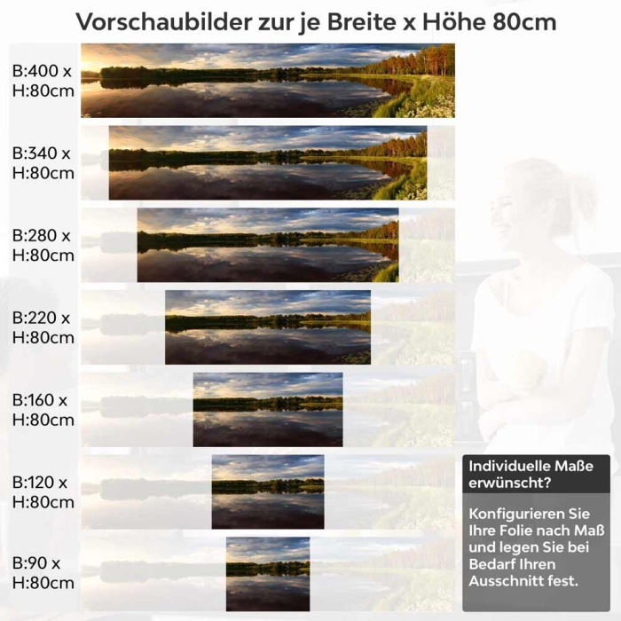 Küchenrückwand Folie Naturidylle mit See und Bäumen Höhe 80cm
