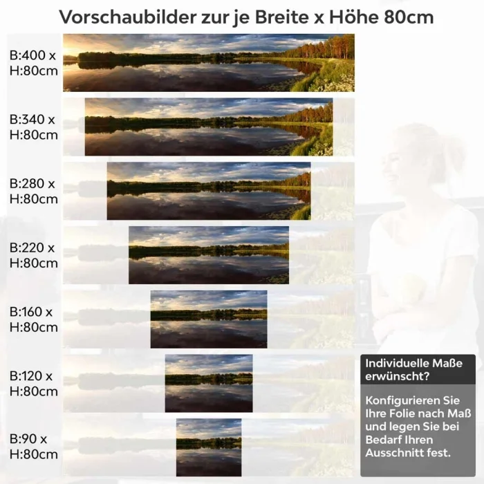 Küchenrückwand Folie Naturidylle mit See und Bäumen Höhe 80cm