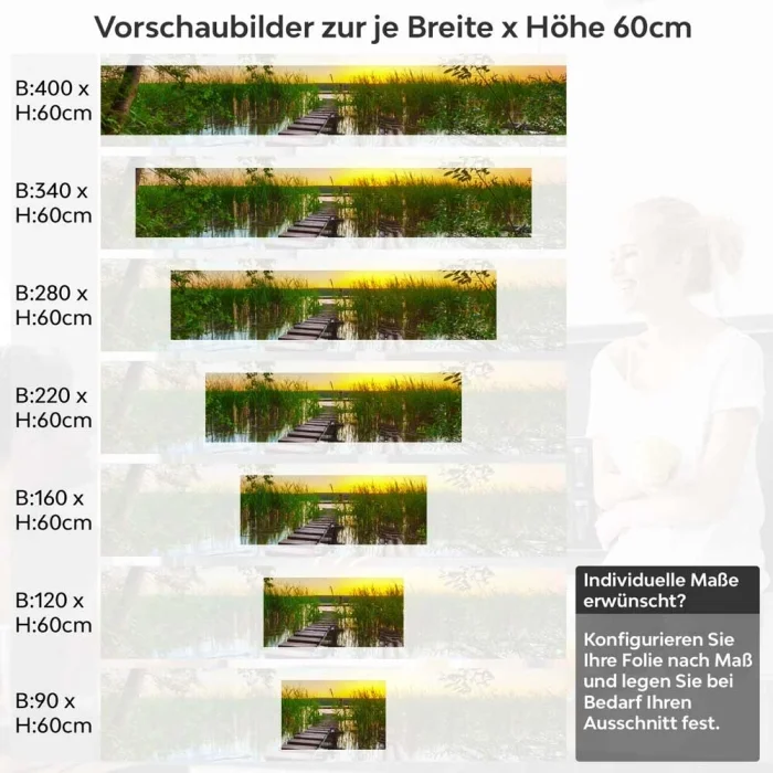 Küchenrückwand Folie Steg im Seeidylle Höhe 60cm