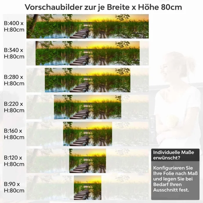 Küchenrückwand Folie Steg im Seeidylle Höhe 80cm
