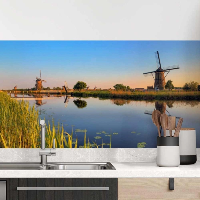 Küchenrückwand Folie Windmühlen Kinderdijk
