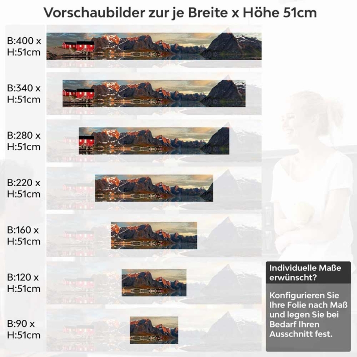 Küchenrückwand Folie Norwegens See Charme Höhe 51cm