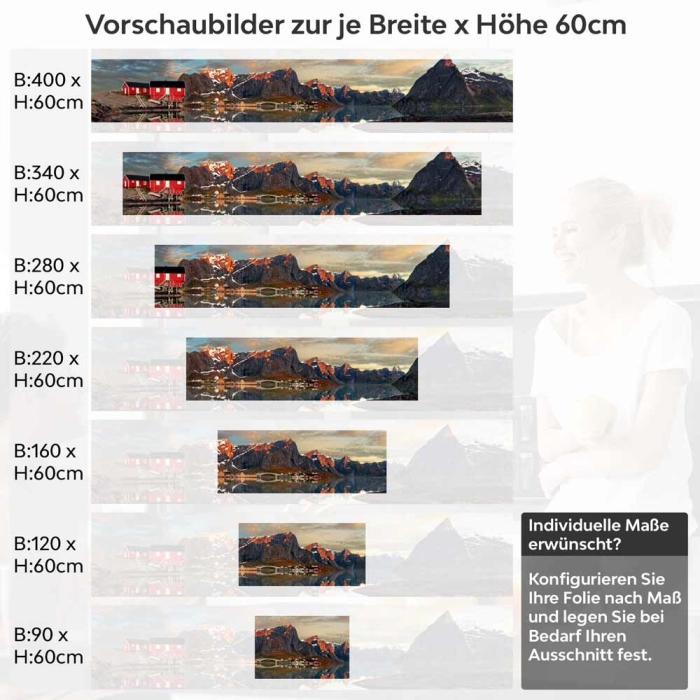 Küchenrückwand Folie Norwegens See Charme Höhe 60cm