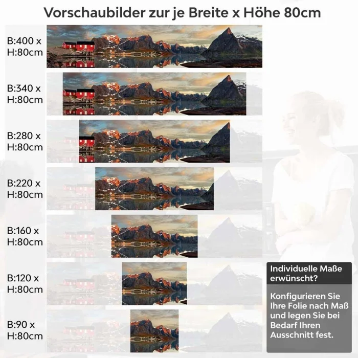 Küchenrückwand Folie Norwegens See Charme Höhe 80cm