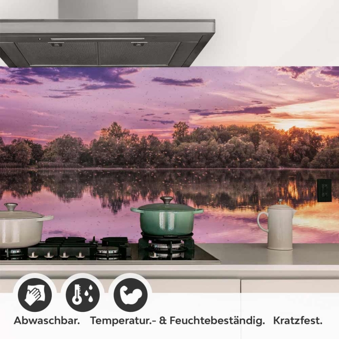 Küchenrückwand Folie See in magischer Abendstimmung Detailbild 1