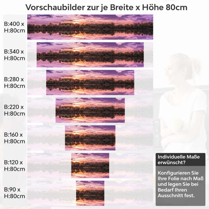 Küchenrückwand Folie See in magischer Abendstimmung Höhe 80cm