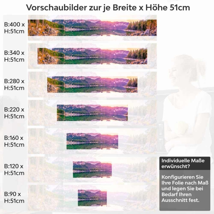 Küchenrückwand Folie See Panorama - Bergidylle und Naturzauber Höhe 51cm