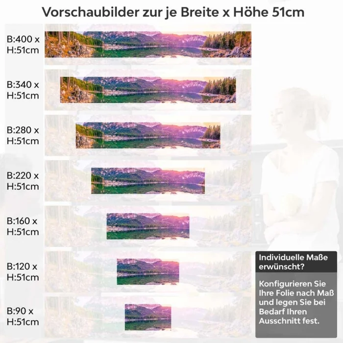 Küchenrückwand Folie See Panorama - Bergidylle und Naturzauber Höhe 51cm