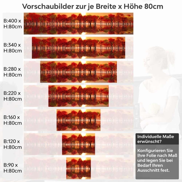 Küchenrückwand Folie Bäume am See - Herbstliche Natur Höhe 80cm