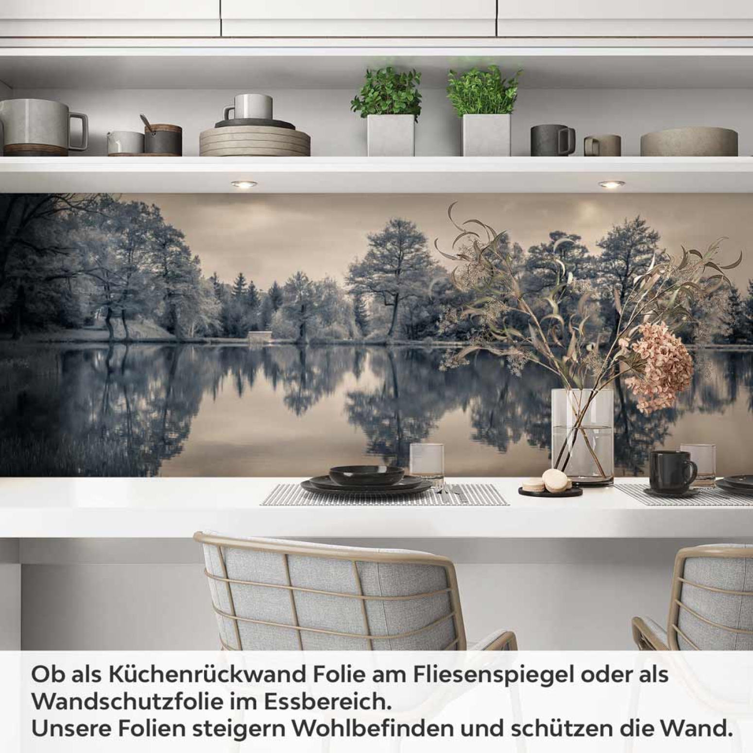 Küchenrückwand Folie See im Vintage-Stil - Zeitlose Landschaft Artikelbild 1