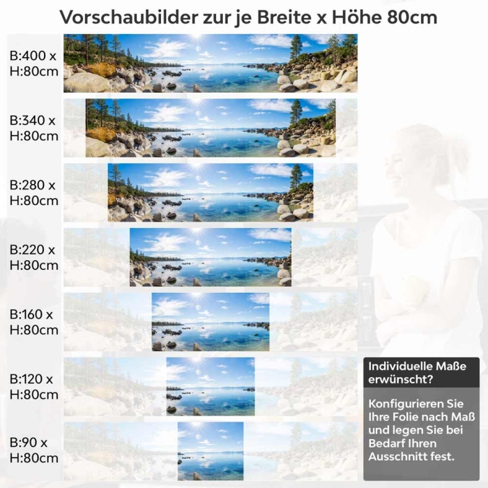 Küchenrückwand Folie Klarer See - Natur und Sonne Höhe 80cm