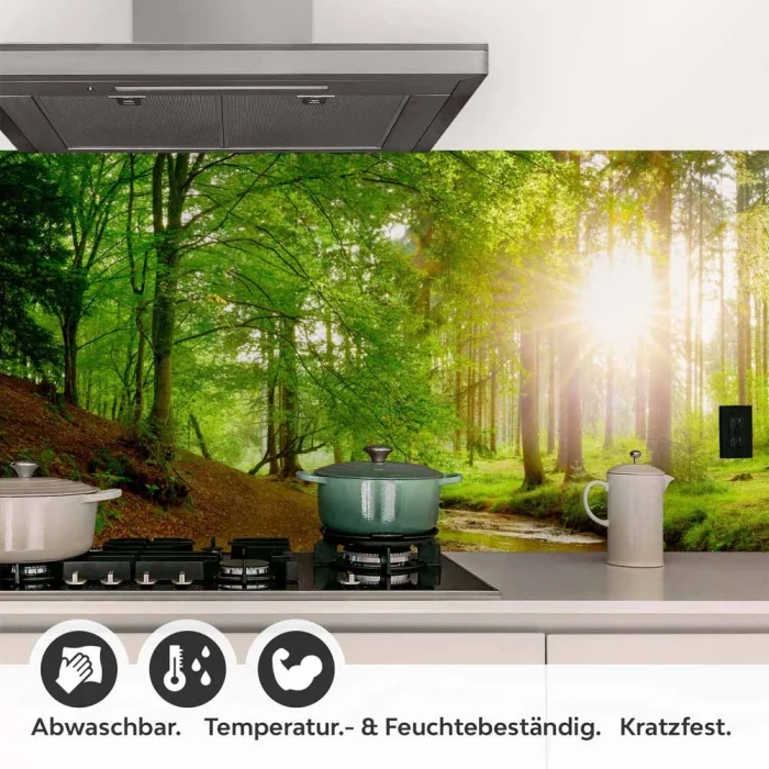 Küchenrückwand Folie Bach im Wald Detailbild 1