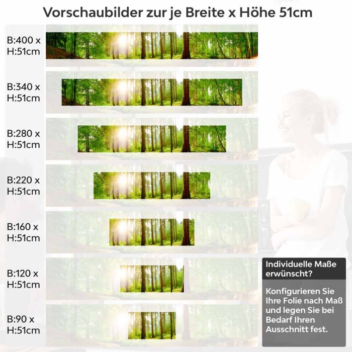 Küchenrückwand Folie Bach im Wald Höhe 51cm