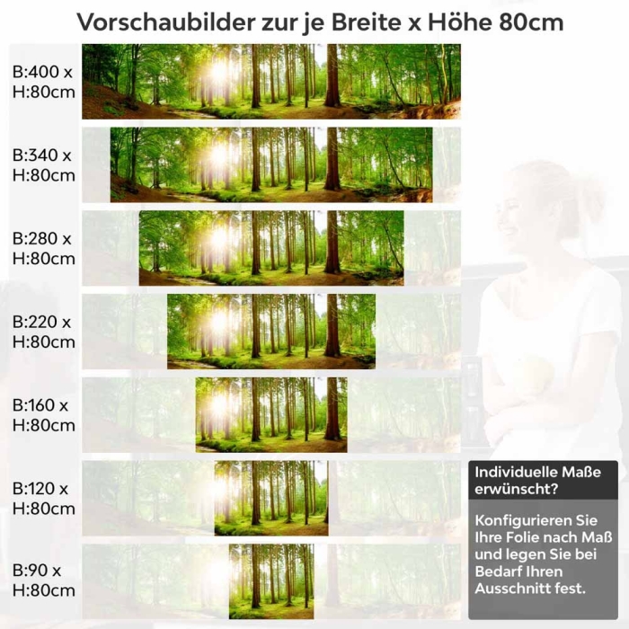 Küchenrückwand Folie Bach im Wald Höhe 80cm