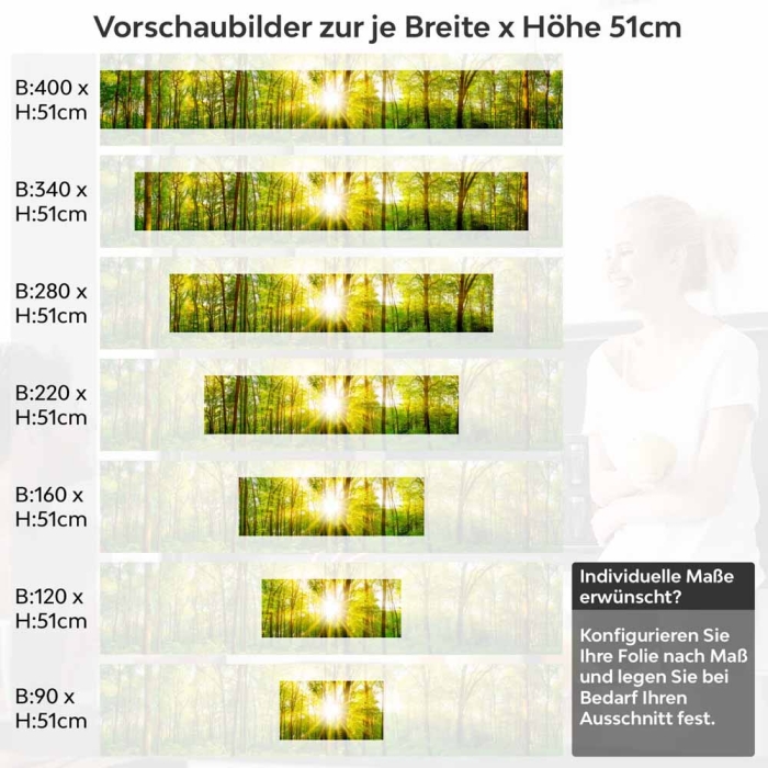 Küchenrückwand Folie Grüner Waldtraum Höhe 51cm