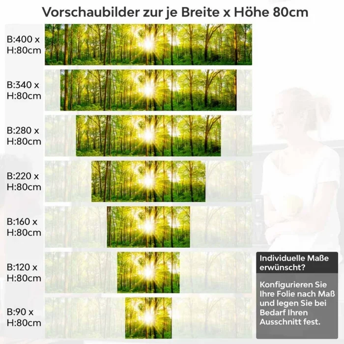 Küchenrückwand Folie Grüner Waldtraum Höhe 80cm