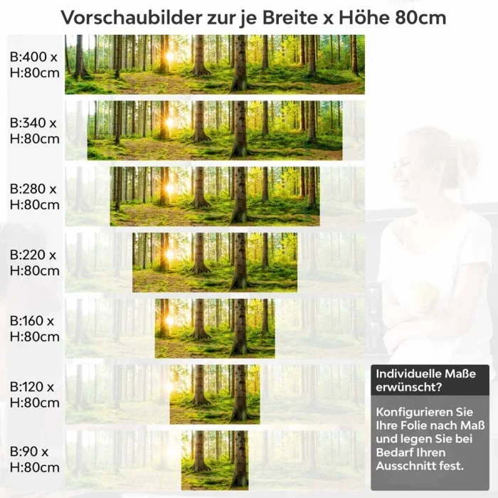 Küchenrückwand Folie unberührter Wald Höhe 80cm