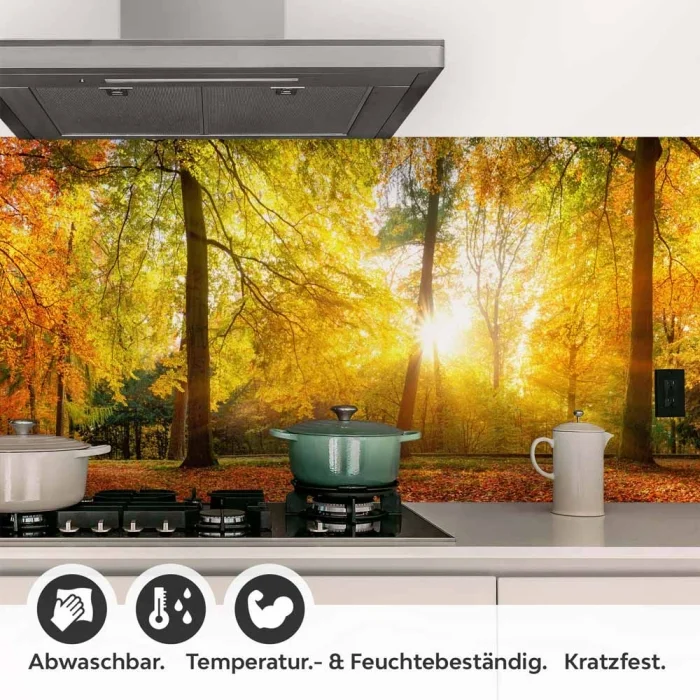 Küchenrückwand Folie Herbstwald - Farbenpracht für Ihre Küche Detailbild 1