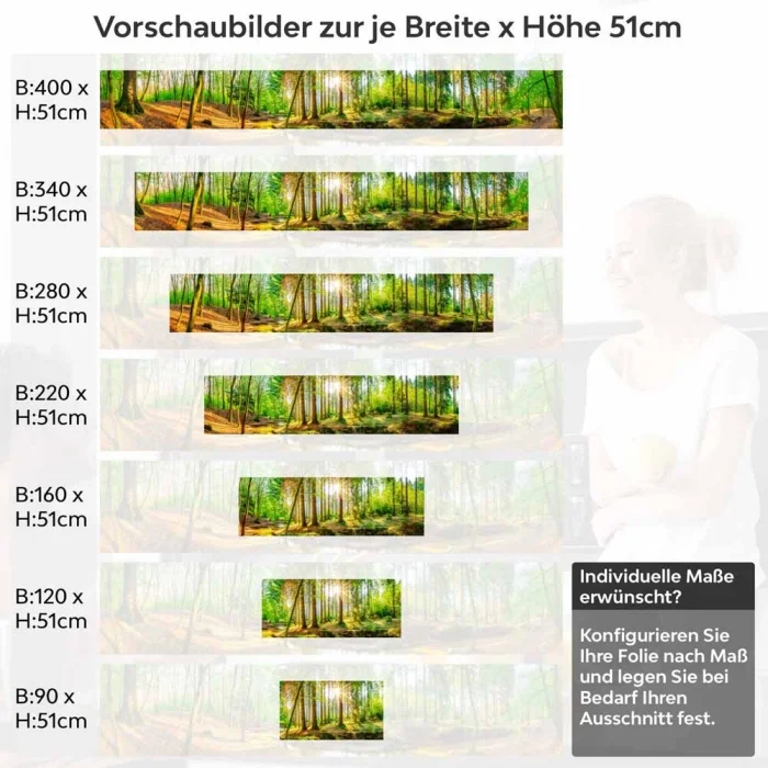 Küchenrückwand Folie Wald Lichtspiel Höhe 51cm
