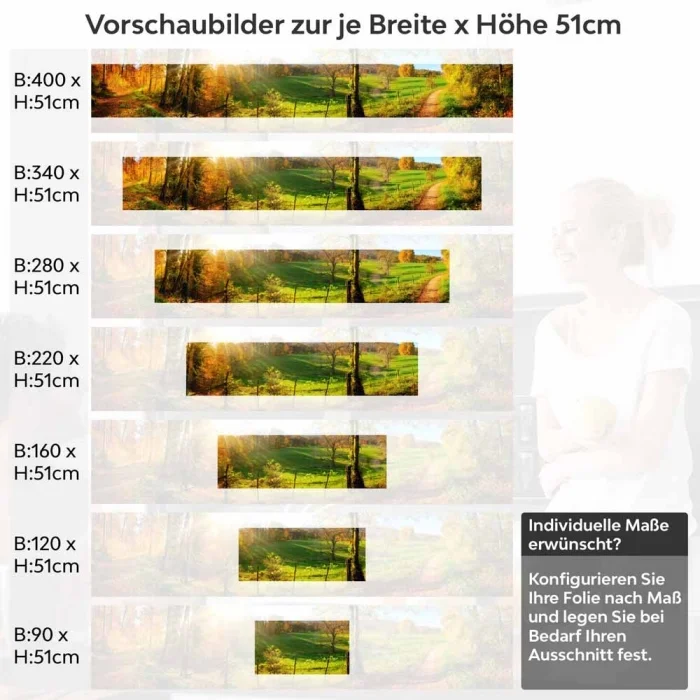 Küchenrückwand Folie Weg durch den Wald im Herbst Höhe 51cm
